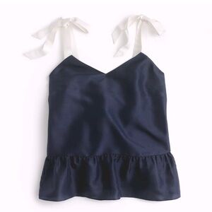 J. Crew Silk Peplum with Bow Tie Shoulder